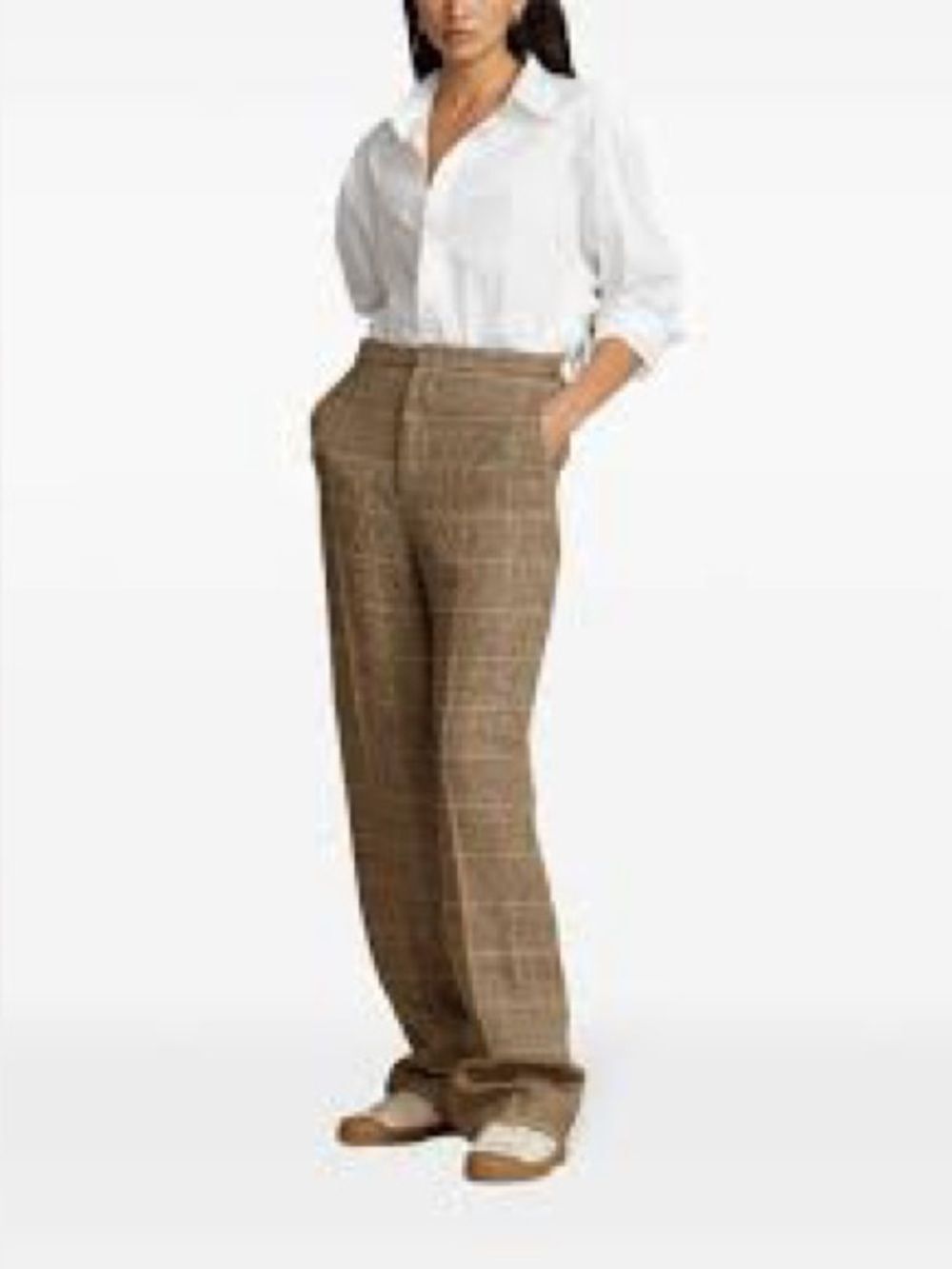 Lauren Ralph Lauren Brown Checkered Houndstooth Wool CAmeron Trouser Pants Sz 4